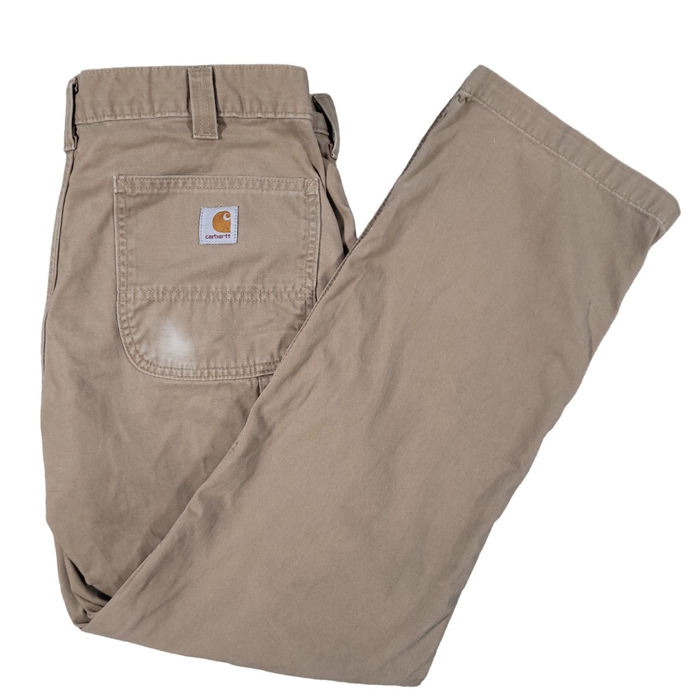 Carhartt Carpenter Pants Mens 36x30 Tan 100% Cotton Relaxed Fit Workwear Utility - Picture 3 of 12